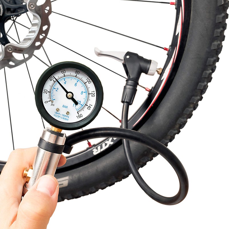 CycloSpirit مقياس نفخ إطارات الدراجة الهوائية من سايكلوسبيريت مع صمام اختيار تلقائي - أداة ضاغط هواء بريستا وشرايدر - Image 2